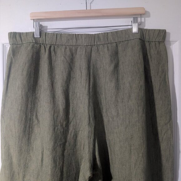Eileen Fisher | Washed Organic Linen Délavé Wide Trouser Pant In Coriander Green - Picture 11 of 11